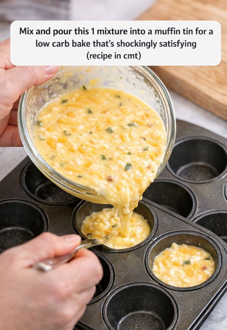 Mix and pour this 1 mixture into a muffin tin for a low carb bake that’s shockingly satisfying