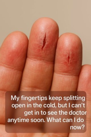 My fingertips keep splitting open in the cold, but I can’t get in to see the doctor anytime soon. What can I do now?