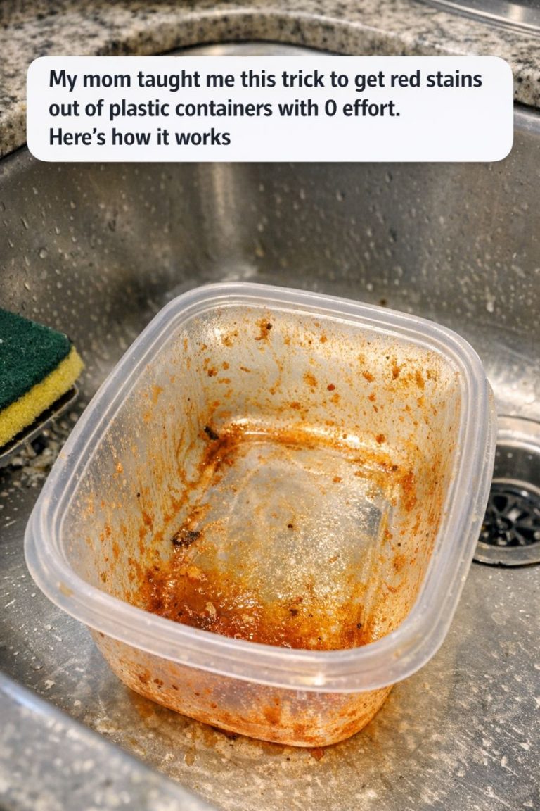 My mom taught me this trick to get red stains out of plastic containers with 0 effort. Here’s how it works