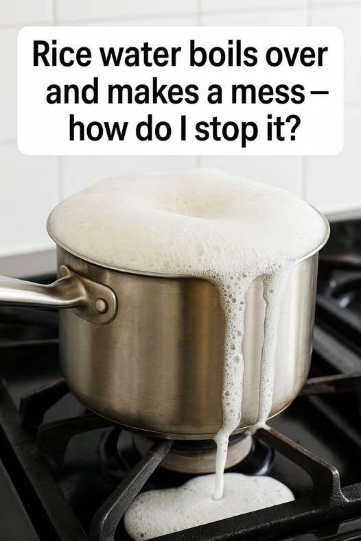 Rice water boils over and makes a mess — how do I stop it?