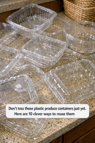 Don’t toss those plastic produce containers just yet. Here are 10 clever ways to reuse them